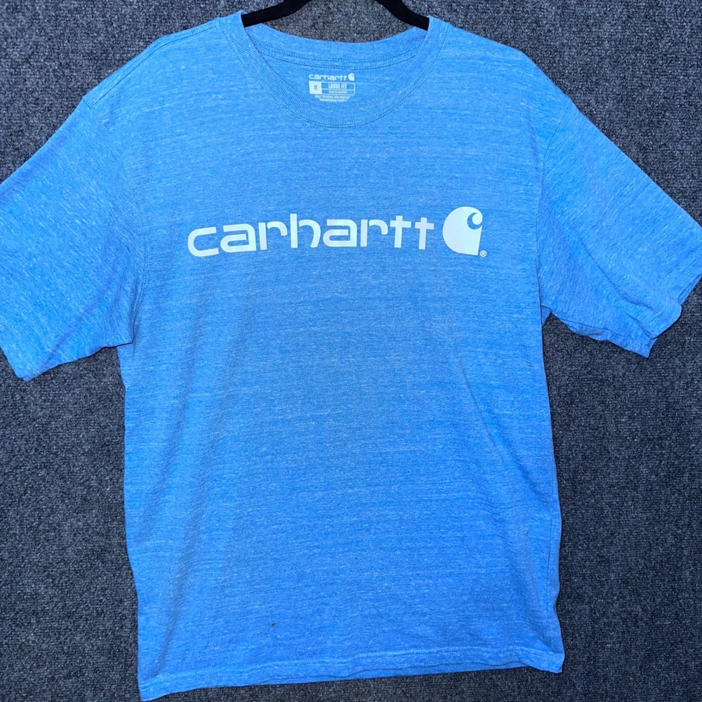 Carhartt Mens Loose Fit Graphic Logo T-Shirt Blue Heather Medium